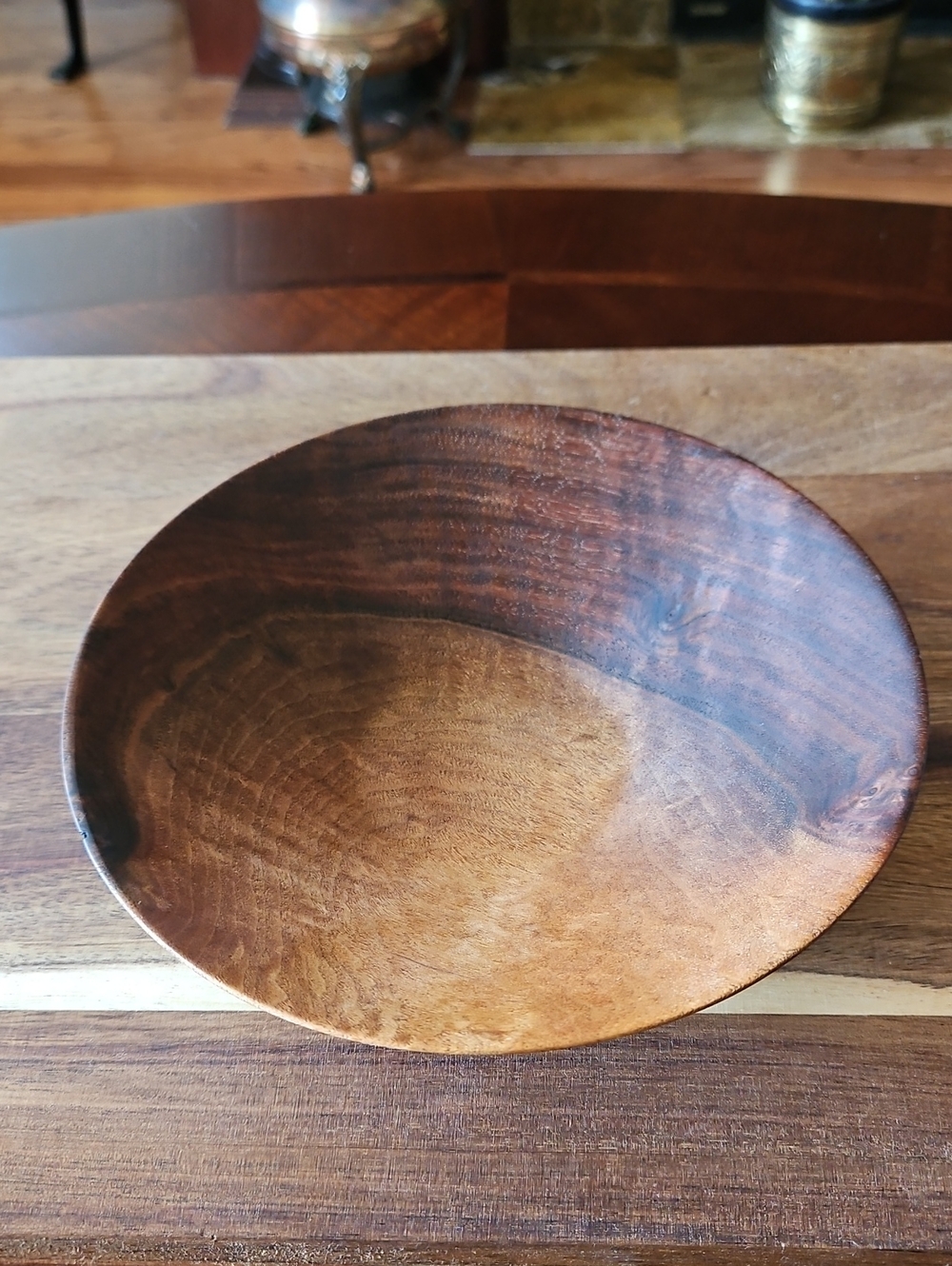 Phil Norton Signed Hand-Turned Walnut Wood Bowl Art 2005